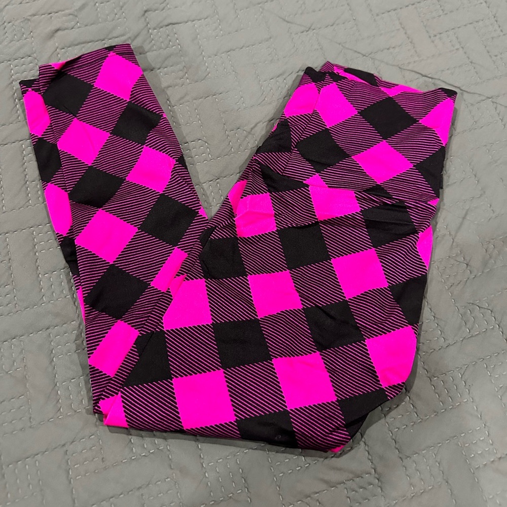 K-DEER K Deer Pink Black Capri Length Leggings Yoga Workout Pants Size Small